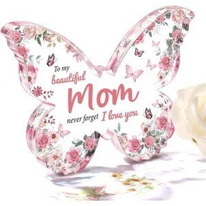 Crystal-Clear Acrylic Mother's Day gifts Butterfly Shaped Keepsake for Mom, Wife